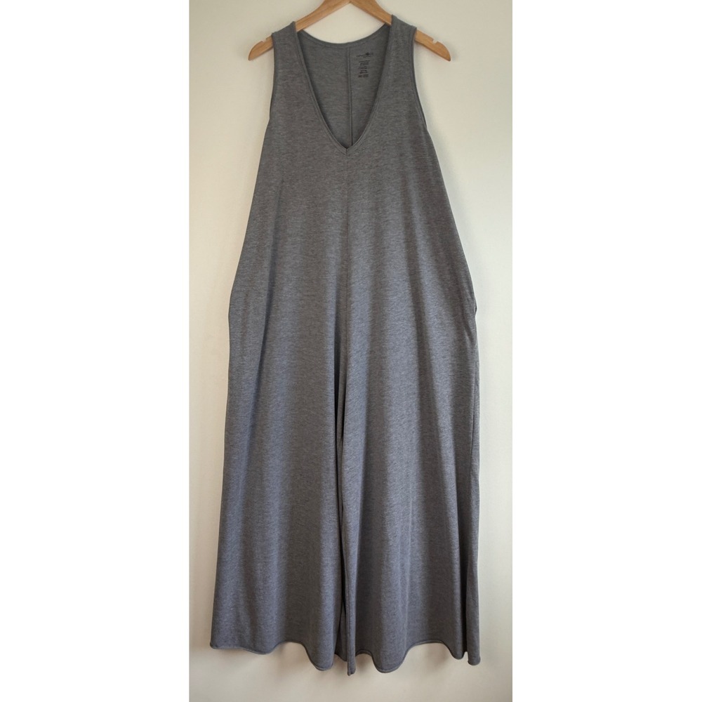 Natural Life Jumpsuit Womens One Size Gray‎ Wide Leg Sleeveless V-Neck Pockets